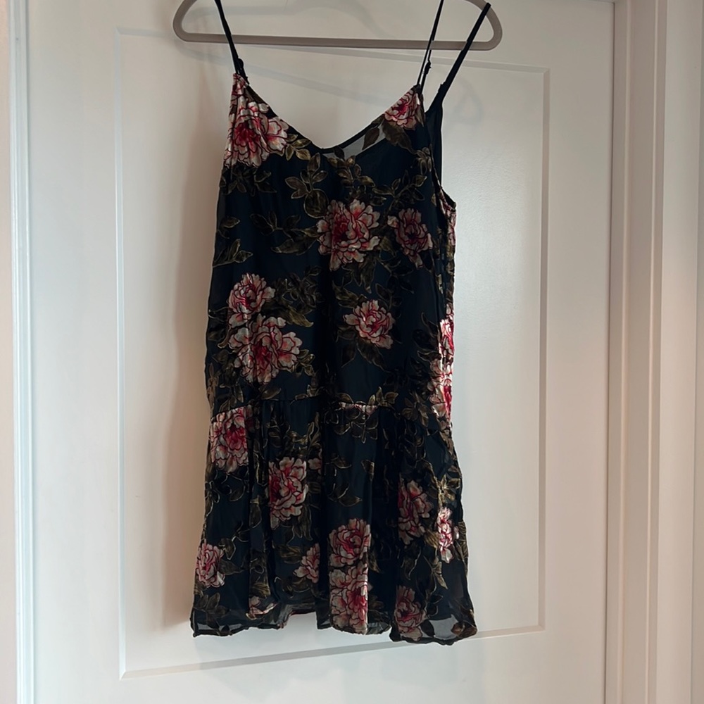American Eagle Black floral mini dress